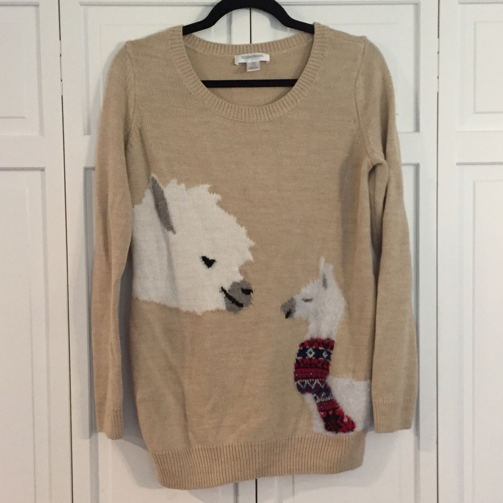 Motherhood maternity llama mama sweater size m